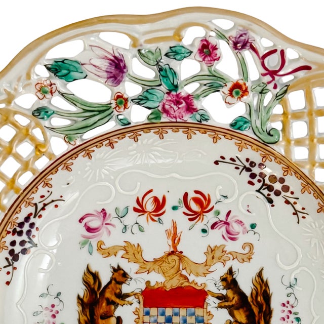 19th C. Edme Samson French Reticulated Armorial Bowls - Set of 4 For Sale - Image 10 of 13