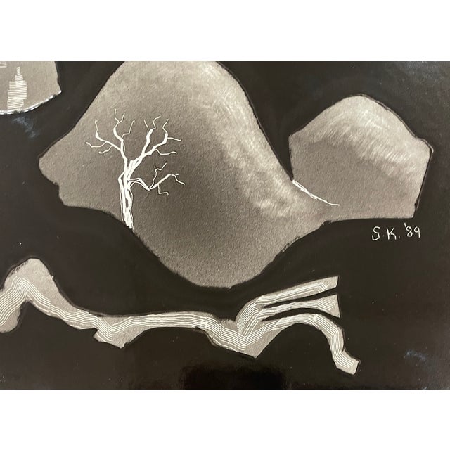 Enamel on metal MCM style abstraction by Knoxville artist Dr. Stephen Krauss. Krauss was a world traveler, getting...