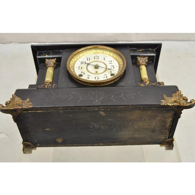 Antique Seth Thomas Adamantine Victorian Faux Marble Shelf Mantel Clock For Sale - Image 11 of 11