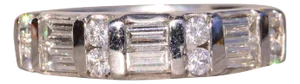 The Doubler: Double Row Baguette and Round Natural Diamond Band in Platinum