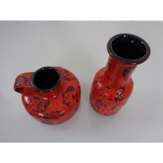 Red Lava Ceramic Vases from Gräflich Ortenburg, 1960s, Set of 2 For Sale - Image 10 of 18