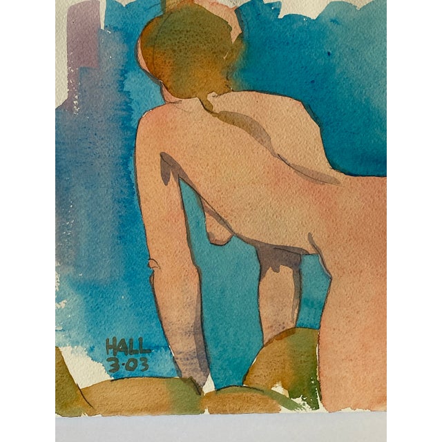 Vintage original watercolor painting by Seattle artist and architect, Jon Hall. Double sided. Signed/dated by the artist,...