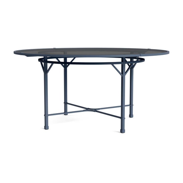 Brown Jordan Venetian 60" Round Dining Table - Glass Top in Sapphire For Sale