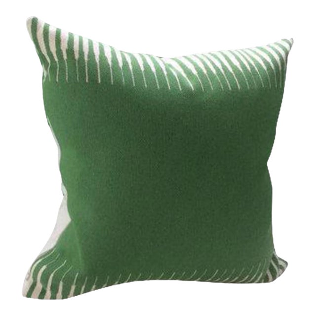 Manuel Canovas Pillows in Green Woven Kazan Pattern Down Filled 16" Pillow - Single For Sale