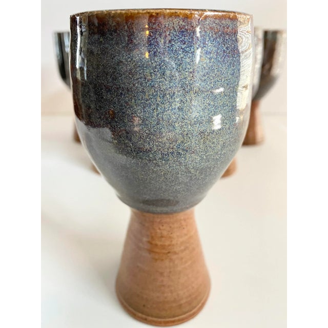 Hand Made Studio Pottery Wine Goblets - Set of 6 For Sale - Image 4 of 13