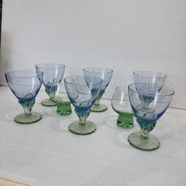 Postmodern Bahia Glass Set in Blown Glass by Bormioli Rocco, Italy, 1980s, Set of 8 For Sale - Image 9 of 18