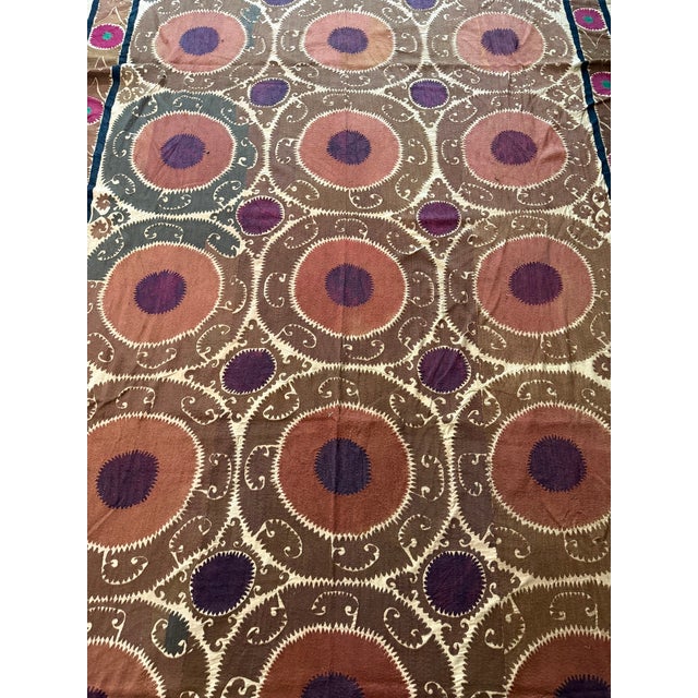 Brown Extra Large Brown Cotton Suzani With Round Medallions For Sale - Image 8 of 10