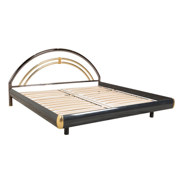 Double Bed in Metal with Slatted Frame from Musterring For Sale