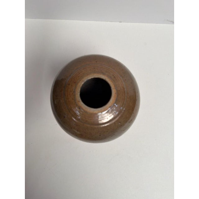 Ceramic 1970s Handmade Wood Fired Stoneware Vase with Ash Glazed Speckled Finish For Sale - Image 7 of 9