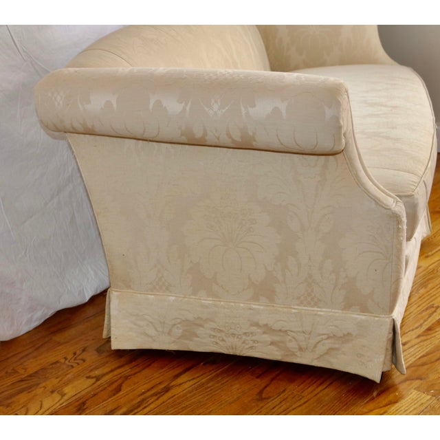 Sherrill Furniture Tuxedo Sofa in Ivory Damask.