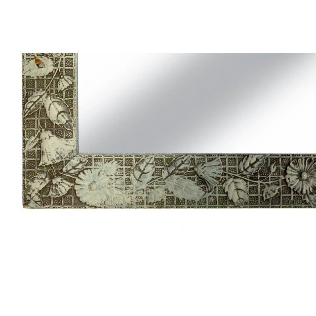 Early 20th Century Victorian Rectangle Mirror With Flowers on Grid For Sale - Image 4 of 7