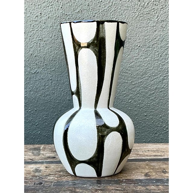 Black Vintage Abstract Design Ceramic Vase For Sale - Image 8 of 12