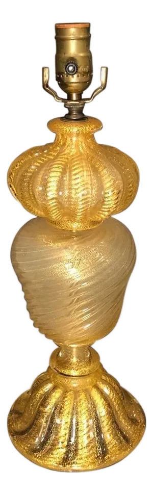 Mid 20th Century Barovier & Toso Glass Lamp With Original Paper Label