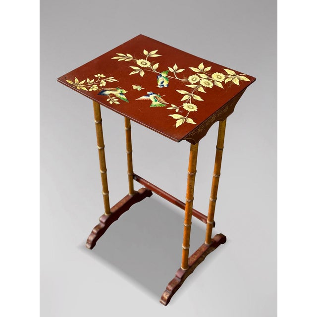 French Floral Painted Nesting Tables, 1880s, Set of 4 For Sale - Image 10 of 13