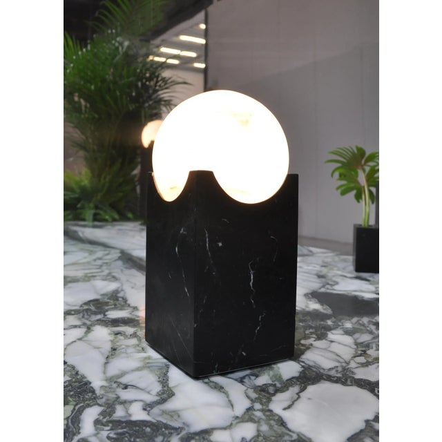 Small Handmade Eclipse Lamp in Black Marquina Marble from Fiam For Sale - Image 6 of 9