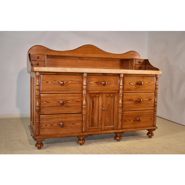19th Century Pitch Pine Sideboard With Sycamore Top Chairish