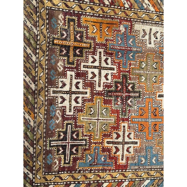 Pretty late 19th century shirvan fragment with beautiful geometrical design and nice colours. Entirely hand knotted with...