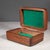 ABOUT Small Walnut trinket box lined with felt. Original felt on the bottom Shown with life size hand model for scale....