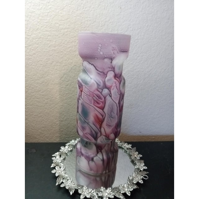 Gorgeous Art Noveau Reuven Glass Tubular Vase From Israel For Sale In Dallas - Image 6 of 7