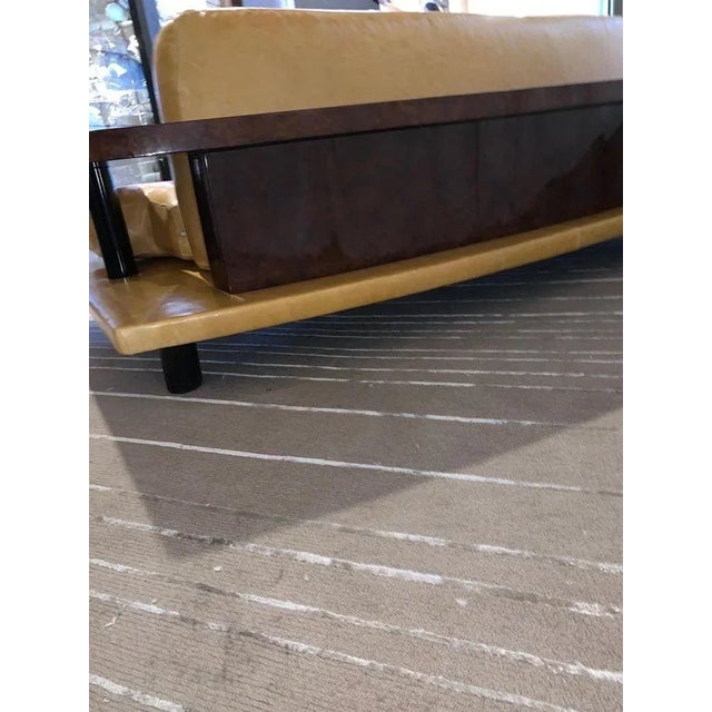 Yellow 1980s American Art Deco Style Burl Walnut Sofa For Sale - Image 8 of 10