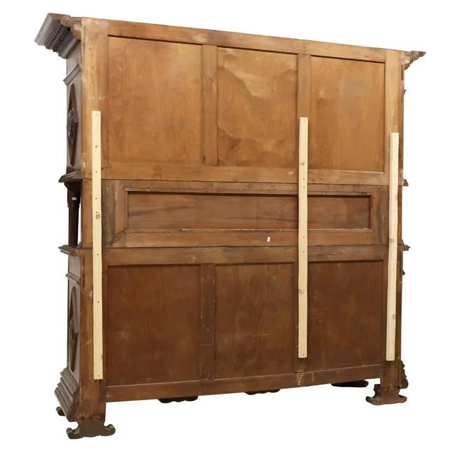 Early 1900's Antique Monumental, Fine Carved, Renaiss. Revival, Walnut Sideboard! For Sale In Dallas - Image 6 of 7