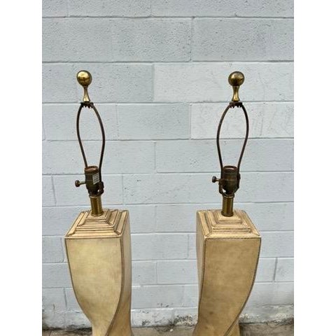 Pair of 1990s Lexington Furniture Cream Leather Floor Lamps With Matching Leather Shades For Sale In Los Angeles - Image 6 of 17