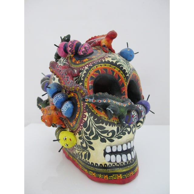 Gothic Alfonso Castillo Orta Caterpillars Day of Dead Skull Mexican Folk Art Pottery For Sale - Image 3 of 16