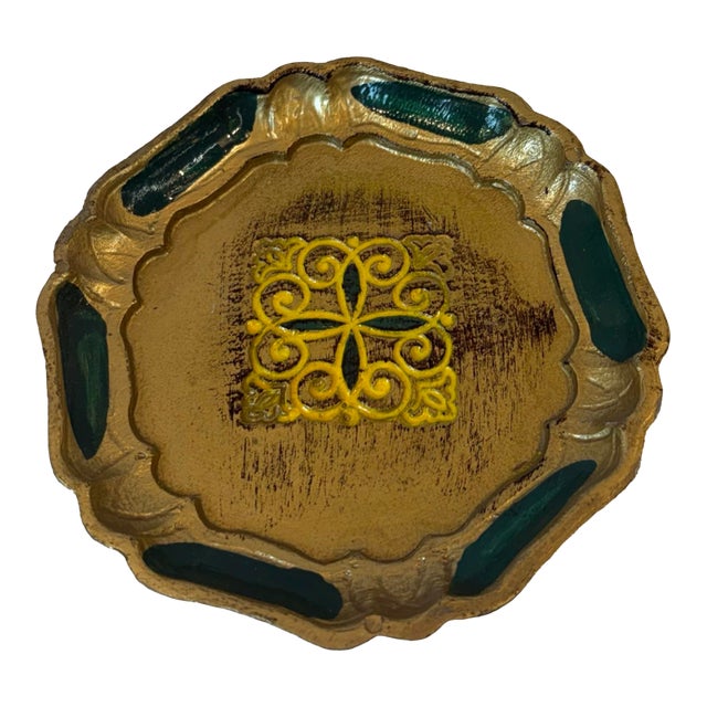 Vintage Italian Gilt Wood Wine Bottle Coaster For Sale