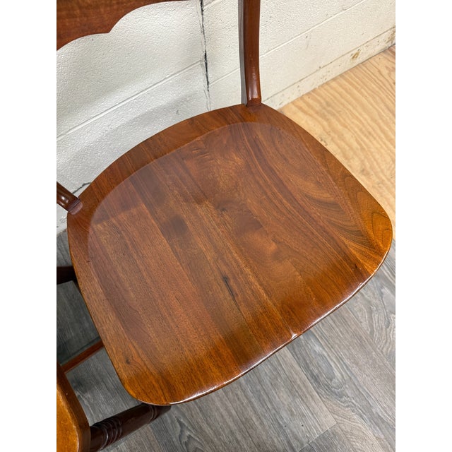 Brown Vintage Colonial Revival Early American Style Walnut Dining Chairs - Set of 6 For Sale - Image 8 of 15