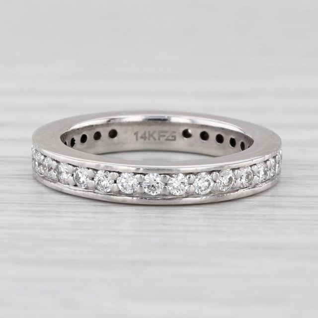0.54ctw Diamond Wedding Ring 14k White Gold Size 4.5 Stackable Anniversary Band For Sale In Greensboro - Image 6 of 8