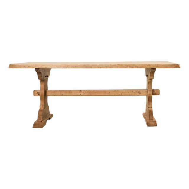 Country French Bleached Oak Farmhouse Dining Table 6.5 Ft For Sale