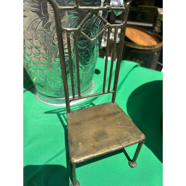 Miniature Vintage Brass Chair Plant Stand For Sale - Image 4 of 5