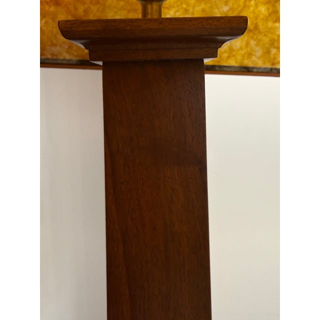 Late 20th Century Arts & Crafts Tapered Wood Column Table Lamp For Sale - Image 9 of 12