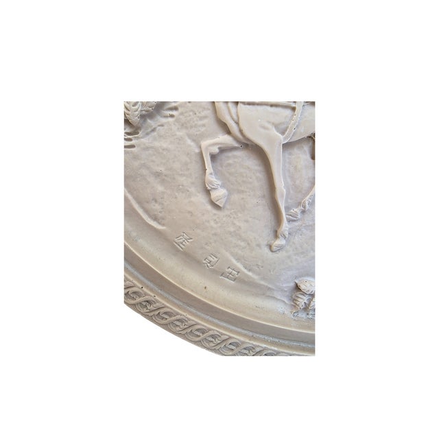 1950s 18″ Carved Alabaster Wall Medallion — Classical Stone Relief For Sale - Image 4 of 8