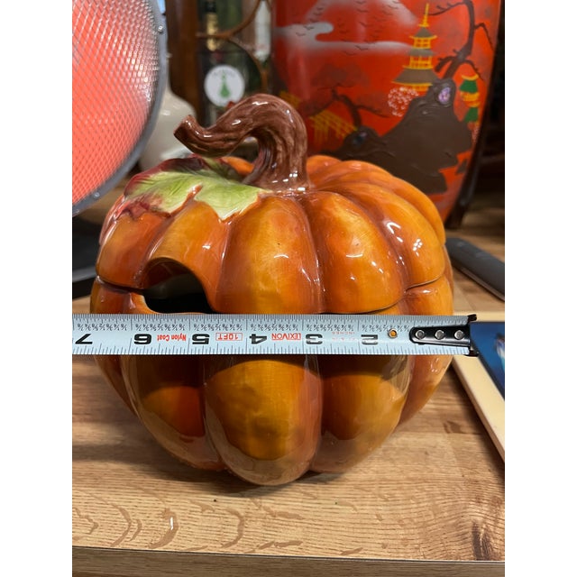 Up for consideration is a beautiful vintage ceramic serving pumpkin bowl with a matching lid. This would look lovely in...