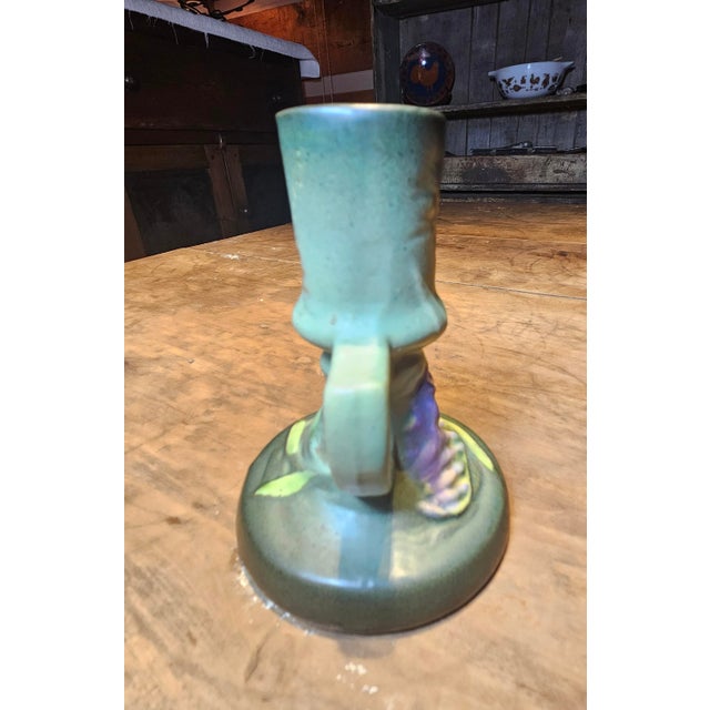 1940s Roseville Green Freesia Single Candle Holder For Sale In Charlotte - Image 6 of 8