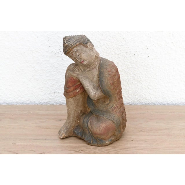 Charming Petite Carved & Painted Sleeping Buddha For Sale - Image 4 of 8