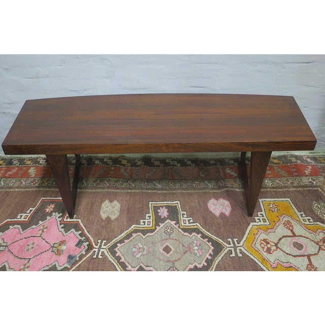 Danish Curved Coffee Table on Sled Legs by Leif Hansen, 1960s For Sale - Image 3 of 9