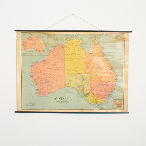 Vintage Australia Wall Map by W. & A.K. Johnston, 1950s For Sale - Image 10 of 10