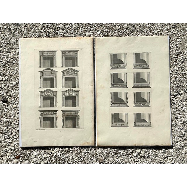 Early 20th Century Vintage Boho Italian Architectural Pediment Drawings Original Print- Set of 2 For Sale - Image 5 of 12