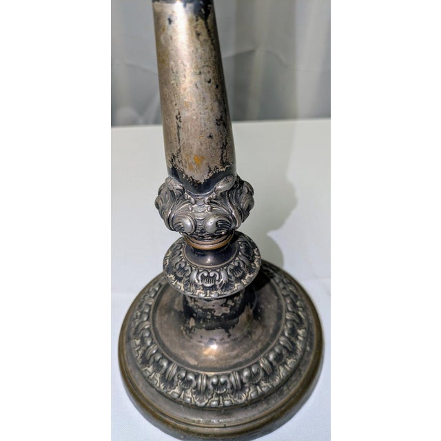 Pair of Antique Victorian Rococo Revival Silverplate Candlesticks, 12 Inches Tall For Sale - Image 11 of 18