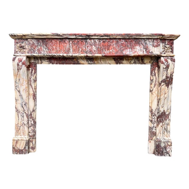 Large Louis Xvi Breche Marble Fireplace Mantel, 1800 For Sale