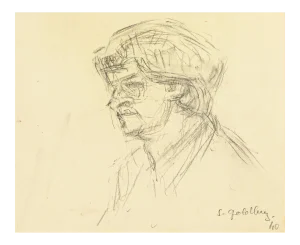 Portrait - Original Pencil Drawing by S. Goldberg - Mid 20th Century Mid 20th Century