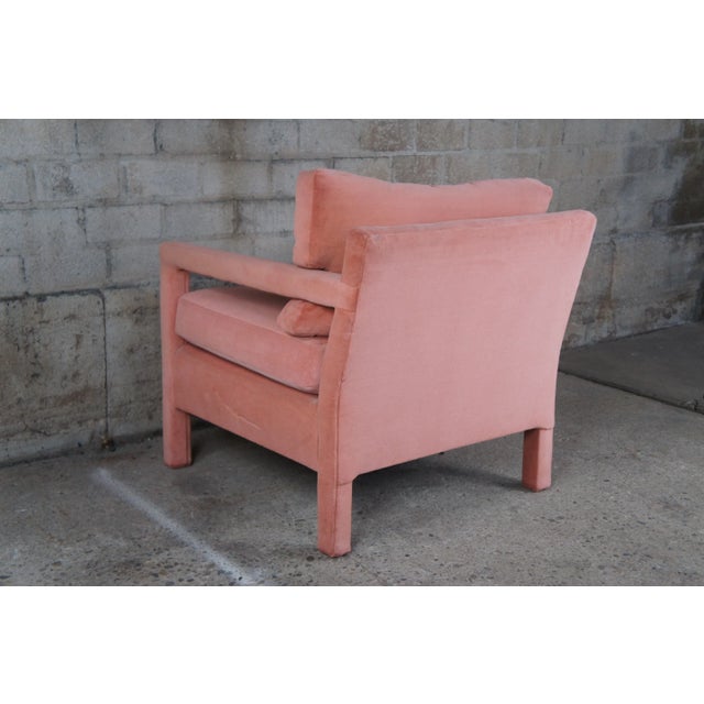 Mid 20th Century Mid Century Modern Milo Baughman Parsons Style Pink Mohair Lounge Chair For Sale - Image 6 of 12