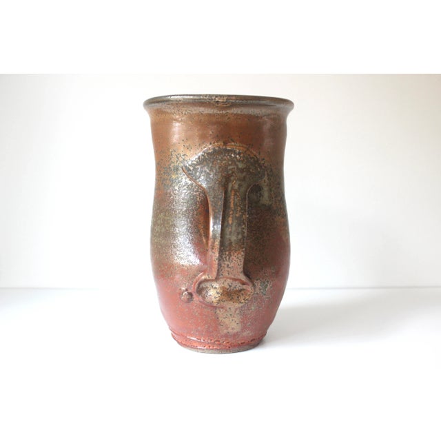 Vintage Studio Pottery Pitcher Jug With Handle Raku, Japanese Style For Sale - Image 6 of 10