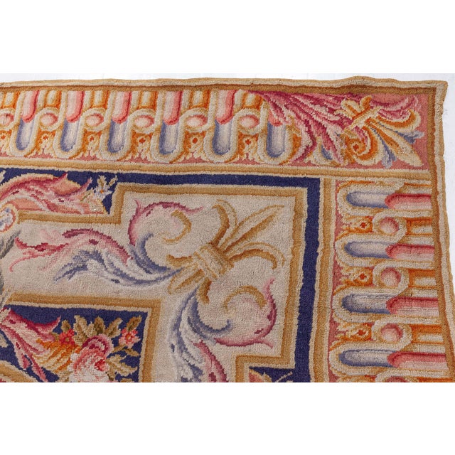 Textile Antique French Savonnerie Wool Rug For Sale - Image 7 of 9