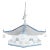 Vintage Blue and White Chinese Classical Architecture "Pavilion" Style Chandelier For Sale