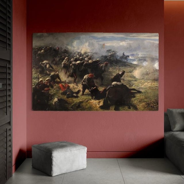 Late 19th Century H.P., Great Battle of the 19th Century, 1880, Oil on Canvas For Sale - Image 5 of 16