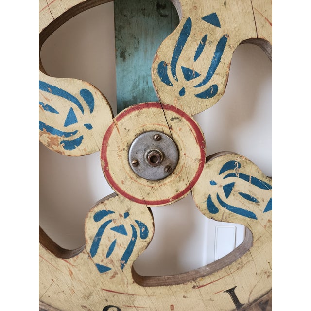 American 1930's Vintage Folk Art Hand Painted Carnival "Wheel of Fortune" For Sale - Image 3 of 12