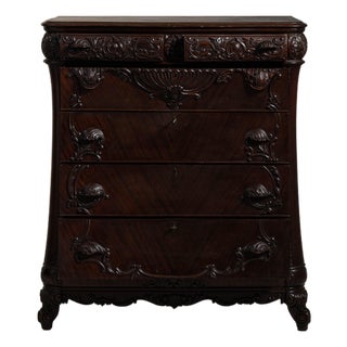 19th Century French Dark Brown Louis XV Ornate Chest of Drawers For Sale